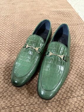 Men's - Duca by Matiste Vasto Embossed Croco Leather Shoes Green